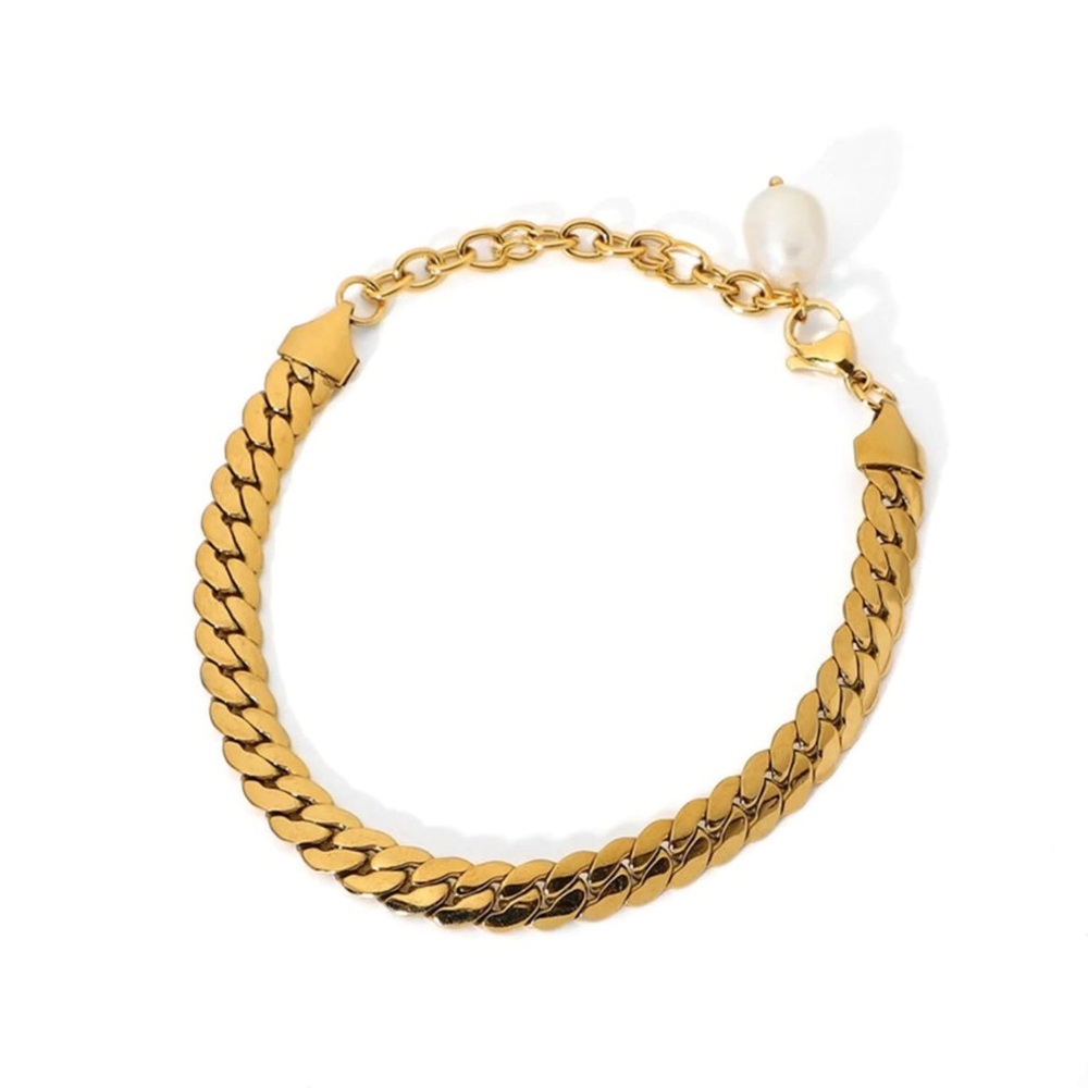 Gold Pearl Chain Bracelet